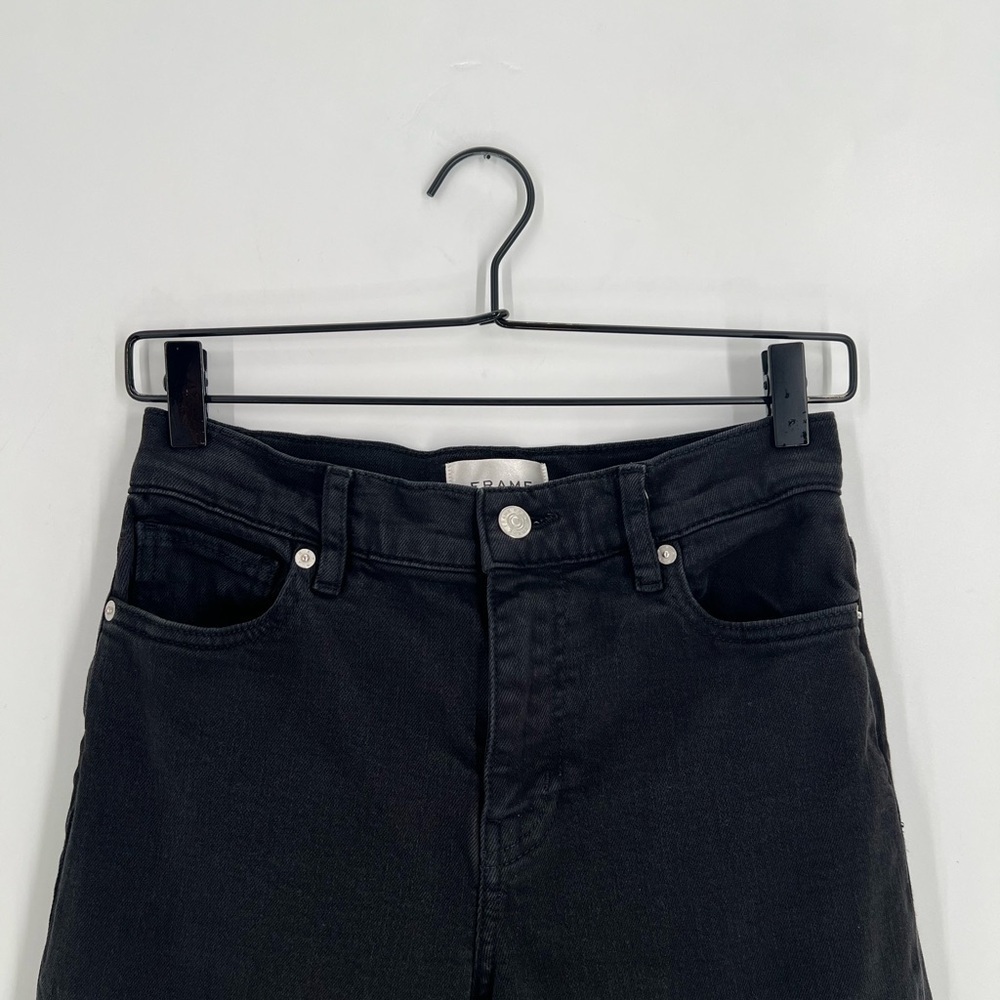 Frame Le Palazzo High Waisted Wide Leg Flared Jeans In Film Noir